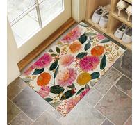JEDTAKCT Tapis De Intérieur 50X80Cm - Paillasson D'Intérieur Antidérapant Lavable - Paillasson De Qualité Dahlia Rêveur Plantes Aquarelles Fuchsia pour Entrée Porte Avant Et Arrière
