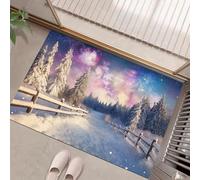 JEDTAKCT Tapis De Intérieur 80X120Cm - Paillasson D'Intérieur Antidérapant Lavable - Paillasson De Qualité Voie Lactée Onirique Forêt De Cèdres d'hiver Bleu Profond pour Entrée Porte Avant Et Arrière
