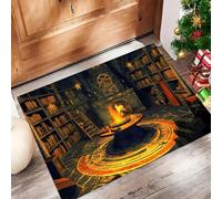 JEDTAKCT Tapis De Porte 60X90Cm, Bibliothèque des Sorciers Paillasson Interieur Antidérapant, Paillasson Entrée Lavable, Architecture Gothique Tapis D'Entrée Intérieur Absorbant Et Durable, Bronze