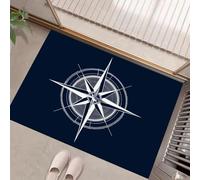 JEDTAKCT Tapis De Porte 90X150Cm, Gouvernail Bleu Marine Paillasson Interieur Antidérapant, Paillasson Entrée Lavable, Géométrie Simple Tapis D'Entrée Intérieur Absorbant Et Durable, Bleu Marine