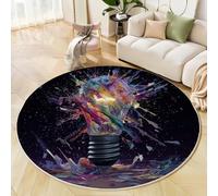 JEDTAKCT Tapis Deep Purple 120 Cm, Tapis À Poils Courts Lavable Rond Antidérapant Doux Confortable, Ampoule d'encre 3D Esthétique Abstraite Moquette pour Salon Chambre Cuisine Et Chambre d'enfant