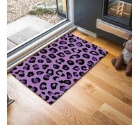 JEDTAKCT Tapis D'Entrée D'Intérieur, Tapis Douce Lavable Antidérapant Couleur Unie Imprimé Léopard Violet 60X90Cm, Imprimé Texture Animale Stylée, Paillasson Fin Absorbant pour Cuisine Entrée Chambre