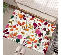 JEDTAKCT Tapis Entree Interieur 40X60Cm Tapis Dahlia Feuilles Rouge Orangé De Décoration Cuisine Lavable Descente De Lit Plantes Aquarelles Poil Ras Antidérapant Paillassons pour Entrée