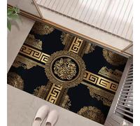 JEDTAKCT Tapis Entree Interieur 50X80Cm Géométrie Grecque, Paillasson Interieur Entree Esthétique Traditionnelle, Tapis De Sol Absorbant Lavable Antidérapant, Paillasson Fin pour Couloir, Bronze