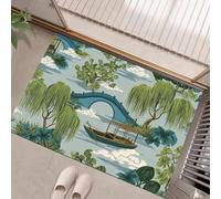 JEDTAKCT Tapis Entree Interieur 50X80Cm Tapis Saules Petit Pont Bleu-Gris De Décoration Cuisine Lavable Descente De Lit Architecture Chinoise E Poil Ras Antidérapant Paillassons pour Entrée