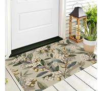 JEDTAKCT Tapis Entree Interieur 80X120Cm, Paillasson Interieur Branches D'Olivier Vintage, Tapis De Sol Absorbant Lavable Antidérapant Plantes Naturelles, Paillasson Entrée Fin pour Couloir, Beige
