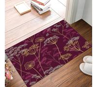 JEDTAKCT Tapis Entree Interieur Paillasson 45X75Cm Fleurs Sauvages Délicates, Tapis Cuisine Devant Evier Antidérapant Lavable Paillasson Plantes Élégantes pour Entrée Couloir, Cuisine, Bourgogne