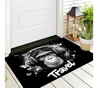 JEDTAKCT Tapis Entree Interieur Paillasson 80X120Cm Graffiti Animalier De Rue, Tapis Cuisine Devant Evier Antidérapant Lavable Paillasson Gorille Tendance pour Entrée Couloir, Cuisine, Noir
