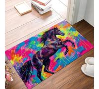 JEDTAKCT Tapis Entree Interieur Paillasson 80X120Cm Tache d'encre Abstraite Cheval, Tapis Cuisine Devant Evier Antidérapant Lavable Paillasson Animal Pop Art pour Entrée Couloir, Cuisine, Multicolore