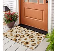 JEDTAKCT Tapis Imprimé Léopard Doré Scintillant, Paillasson Luxe Animal Beige Rectangulaire, Antidérapant Piège Visuel De Porte, Absorption Tapis Effet Optique pour Salle Bain Chambre 60X90Cm