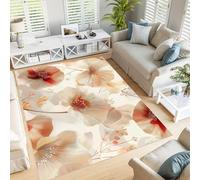 JEDTAKCT Tapis Lavable Coquelicots Simples, Antidérapant Aquarelle Médiévale, Résistant Aux Taches pour Intérieur, Décoration pour Salon, Chambre À Coucher, Bureau - Terre Cuite - 80X150Cm
