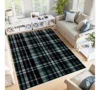 JEDTAKCT Tapis Lavable Tartan Écossais De Campagne, Antidérapant Rétro Simple, Résistant Aux Taches pour Intérieur, Décoration pour Salon, Chambre À Coucher, Bureau - Noir Vert - 60X90Cm