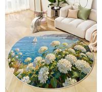 JEDTAKCT Tapis Rond 100 Cm Vue sur La Mer Méditerranée Salon Chambre