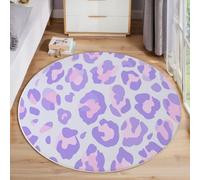 JEDTAKCT Tapis Rond De Imprimé Léopard Mignon Tapis Motif Animal Simple Fin, Moquette Violet Lavande Doux Antidérapant Lavable pour Chambre À Coucher Entrée Salle À Manger Dortoir Familial, 200 Cm