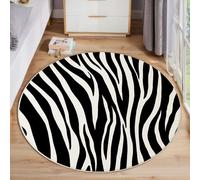 JEDTAKCT Tapis Rond De Imprimé Zèbre Classique Tapis Animal Élégant Fin, Moquette Noir Et Blanc Doux Antidérapant Lavable pour Chambre À Coucher Entrée Salle À Manger Dortoir Familial, 80 Cm
