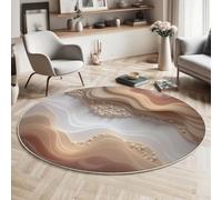 JEDTAKCT Tapis Rond Embossage 3D Nacré Ondulé 80 Cm, Lavable en Machine pour Salon, Ne Perd Pas Ses Poils, Antidérapant | Tapis Élégant Naturel pour Chambre À Coucher Chambre d'enfant, Beige Blanc