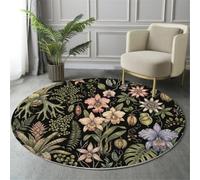 JEDTAKCT Tapis Rond Forêt Tropicale Exotique Noir Salon 120 Cm