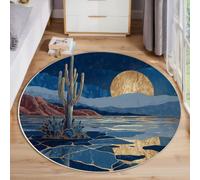 JEDTAKCT Tapis Rond Lavable Antidérapant Paysage du Désert Étoilé