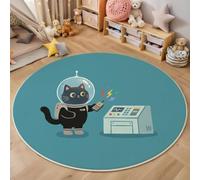 JEDTAKCT Tapis Rond Lavable De Affiche De Science-Fiction Chat Noir, 80 Cm