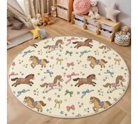 JEDTAKCT Tapis Rond Lavable De Dessins Animés Mignons Animaux, 60 Cm
