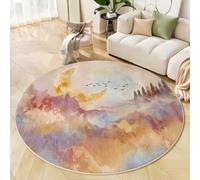 JEDTAKCT Tapis Rond Lune De Rêve Ciel Étoilé Pastel Salon 100 Cm