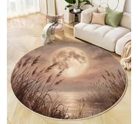 JEDTAKCT Tapis Rond Paysage du Lac Reed Brun Salon 160 Cm