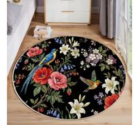 JEDTAKCT Tapis Rond Salon Lavable l'art Botanique Médiéval 180 Cm