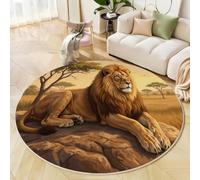 JEDTAKCT Tapis Rond Salon Lavable Savane Africaine 80 Cm