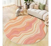 JEDTAKCT Tapis Rond Salon, Marbre Peint À l'huile Rayures Abstraites Imprimé Tapis De Sol Décoration Antidérapant pour Salon Chambre Cuisine Balcon Manger Intérieur Extérieur, Rose Pêche, 100 Cm