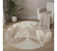 JEDTAKCT Tapis Rond100 Cm, Tapis Bananier Moderne 3D Plante Minimaliste Lavable Machine pour Salon - Antidérapant Moquette Chaleureux Guérisseur pour Salle Manger Chambre Nurserie, Beige Marron