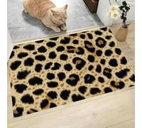 JEDTAKCT Tapis Taches Élégantes De Guépard Beige Marron, 80X120Cm Tapis Animal Naturel Paillasson Piège Visuel Amusant Antidérapant Lavable Paillasson D'Entrée Intérieur Extérieur pour Salle Bain