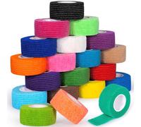 JEDWKFA 20 Rouleaux Bandage Elastique Cohésif, Bandage Autoadhésif, 2.5cm x 4.5m, Strap Doigt, Bande Cohesive, Bande Kinesiologie, pour Doigt, Poignet ou La Cheville, Multicolore