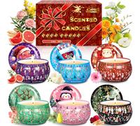 JEDWKFA Bougies Parfumées de Noël, 6 pc Bougie Noel, Bougie Parfumées, Bougies en Cire De Soja Naturel, Bougie Decorative, Bougie Parfumées Cadeau, pour Femme, Maman, Petite Amie, Collègue