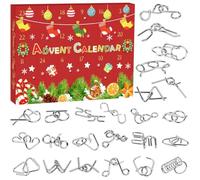 JEDWKFA Calendrier de L'avent 2025 Casse Tete, Calendrier de l'Avent de Noël, 24 Pièces Casse Tête en Métal, Advent Calendar, avec 24 Surprises, pour Enfant Filles Garçons Adulte