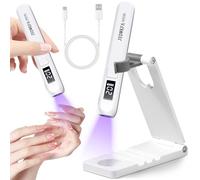 JEDWKFA Lampe UV Ongles Gel, Mini Lampe à Ongles Led UV, Mini Lampe UV LED Portable, Lampe UV avec Support, Lampe UV Vernis Semi Permanent, Séchoirs à Ongles, pour Toutes les Gels