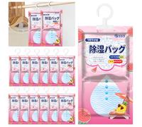 JEDWKFA Lot de 12 Sachet Anti Humidité, Anti Humidité Placard, Absorbeur D'humidité, Sac De Déshumidification Suspendu, Anti Moisissure, pour Armoire, Cuisine, Chambre, Salle de Bain