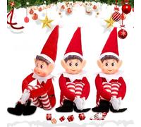 JEDWKFA Lot de 3 Lutins de Noël, Poupées en Peluche, 35 CM Kit Lutin Farceur, Longues Jambes Lutin Noel, avec Visage en Vinyle, pour la Décoration de Noël