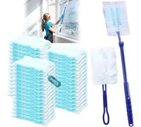 JEDWKFA Lot de 50 Plumeau Poussiere, Duster Recharge, Plumeau Poussiere Telescopique, Duster Kit, avec 1 Poignée, 1 Perche Télescopique, pour Le Salon, Le Bureau, de l'école