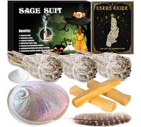 JEDWKFA Sauge Blanche Purification a Bruler, Sauge Blanche, Palo Santo, Santo Coquillage D'ormeau, Éliminer L'énergie Négative, Sauge Blanche Purification Maison, pour Brûler, Purification