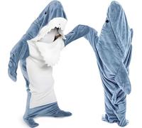 JEDWKFA Shark Blanket, Couverture Requin, Bleu Couverture Requin Adulte, Sac de Couchage, Doux et Confortable, Pyjama Requin, Costume Requin, Pour Fête Pyjama de Dessin Animé, 175-180cm