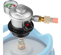 Jeebel Adaptateur Jumbo Clip-On Ø35mm(G.56) - Régulateur de Pression Gaz 30 mbar avec Manomètre, Filetage 1/4"LH - Accessoire Bouteille Gaz pour Voyage Camping-Car en Espagne Danemark Norvège Portugal