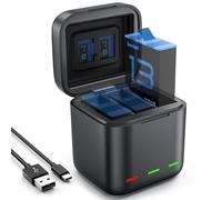Jeebel Chargeur de batterie pour GoPro Hero 13 Black - Chargeur 3 canaux rapide 2,4 A USB-C - Compatible GoPro Hero 13 Black