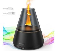 Jeebel Diffuseur d'Arômes pour Huiles Essentielles - 300ml Diffuseur Moderne avec Effet Lumière de Bougie Flamme LED Colorée - Mini Humidificateur à Brume Froide pour Aromathérapie, Chambre et Bureau