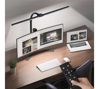 Jeebel Lampe de Bureau LED Puissante 24W 80cm Lampe de Pince de Table à Double Tête avec Télécommande - Cou Flexible de Réglable à 360°/ Protection Yeux/ 10 Modes Couleur/ 10 Luminosité/Minuterie