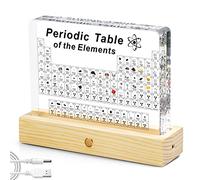 Jeebel Tableau Périodique des Éléments Réels, Tableau Periodique en Acrylique de Lampe Table LED avec Élément Vrai pour Outil Enseignement/Affichage Elements Chimiques pour Enseignant Étudiant Enfant