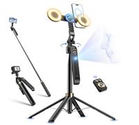 Jeebel Trépied de Suivi Automatique du Visage, 180cm Perche Magnétique pour Selfie avec Lumière LED/Commande Gestuelle/NO App/360° Rotatif, Stabilisateur de Cardan pour iPhone DSLR de Vidéo Live Vlog