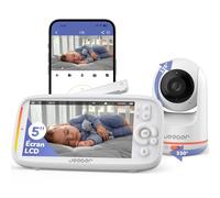 jeeber 2K/3MP Babyphone Camera, 5" IPS Écran Babyphone Connecté Smartphone, Rotation à 360 Degrés, Vision Nocturne, Lumière Infrarouge Invisible, Détection des Pleurs, Détection de Température, VOX
