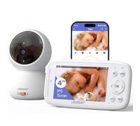 jeeber Babyphone Caméra Bébé, 4" IPS Écran Babyphone Connecté Smartphone, 1080P, 360 Degrés, Vision Nocturne, Lumière Infrarouge Invisible, Détection des Pleurs, Détection de Température, VOX