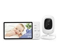 jeeber sans WiFi 5" IPS Babyphone Camera, 1080P Babyphone, Vision Nocturne, Mode VOX & Zoom 3X, Audio bidirectionnel Caméra Bébé, capteur de température