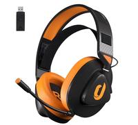 Jeecoo G90 Casque Gaming sans Fil, léger à Suspension Casque Bluetooth sans Fil avec Microphone, Casque Gamer Noir et Orange Casque pour PS4, PS5, PC (Pas pour Xbox)